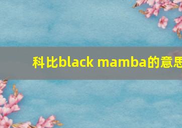 科比black mamba的意思